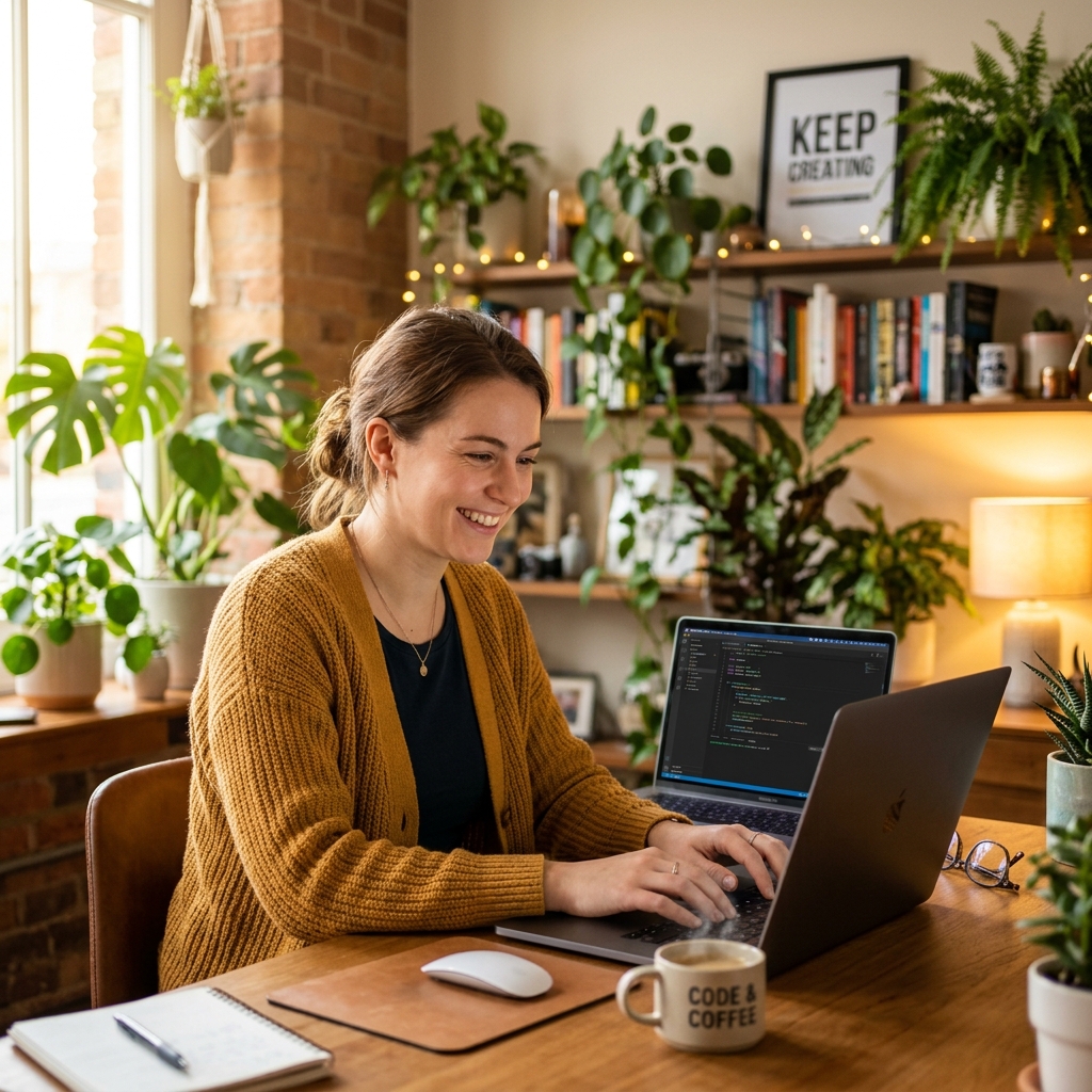 Candidate looking at laptop